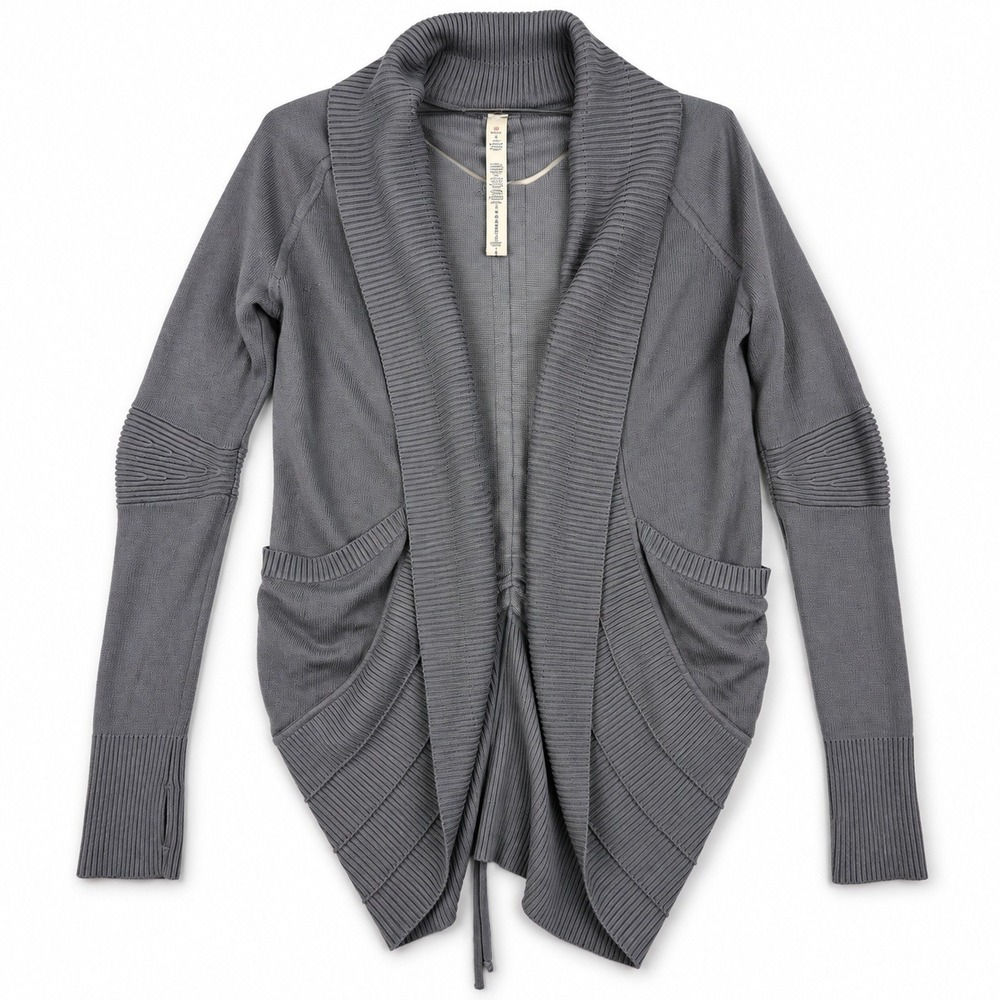 Lululemon Mudra Open Front Cardigan Grey Cashmere Blend Size 6